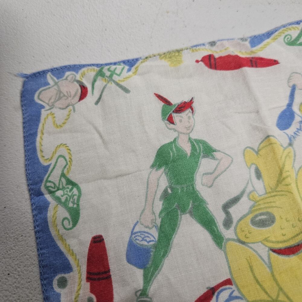 Vintage Child's Hanky Peter Pan Pluto Disney Handkerchief - Picture 3 of 6
